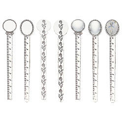 Античное Серебро 10шт. оправа для кабошонов из сплава в тибетском стиле, без кадмия и без свинца, линейка / закладки, 10 шт. Прозрачные стеклянные кабошоны, античное серебро, лоток : 20~25x18~20 мм, 130~135x22~23x2~2.5 мм