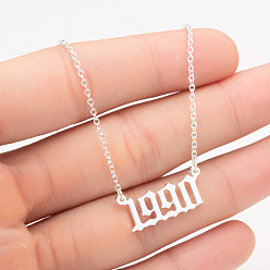 Нержавеющая Сталь Цвет 1990 год рождения число 201 ожерелья с кулоном из нержавеющей стали, цвет нержавеющей стали, 17.72 дюйм (45 см)