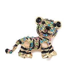 Тигр Эмалевые булавки, Броши из сплава со стразами для рюкзака, тигр, 43x48 мм