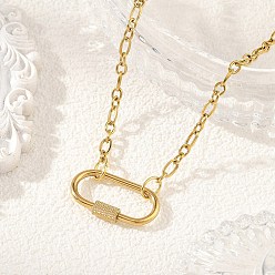 Doré  304 Colliers chaîne mère-fils/chaîne Figaro en acier inoxydable pour femmes, avec breloques ovales 304 mousqueton à vis en acier inoxydable, or, 16.14 pouce (41 cm)