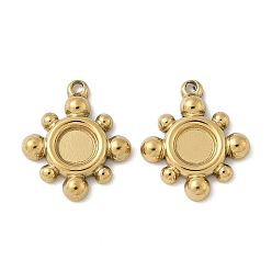 Настоящее золото 18K 304 прелести нержавеющей стали, плоско-круглые, ионное покрытие (ip), реальный 18 k позолоченный, 13x11.5x2 мм, отверстие : 1 мм