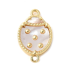 Коровка Подвески-соединители из натуральной белой латуни, реальный 18 k позолоченный, долговечный, без свинца и без кадмия, стойки покрытие, коровка, 16x10x2.5 мм, отверстие : 1.2 мм