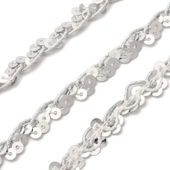 Серебро Плетеная кружевная лента из полиэстера, с блестками, для штор, декор домашнего текстиля, аксессуары для одежды, серебряные, 3/8 дюйм (11 мм), около 80.00~90.00 ярдов (73.15~82.3 м) / рулон