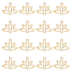Золотой 20 шт. 201 подвески из нержавеющей стали, лазерная резка, полый, лотос, золотые, 14x18.5x1 мм, отверстие : 1.6 мм