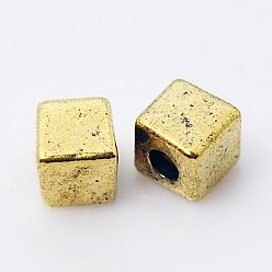 Античное Золото Разделители для бусин, тибетский стиль, без свинца и без кадмия, кубические, античное золото , 4x4x4 мм, отверстие : 2 мм