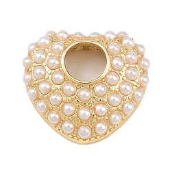 Настоящее золото 18K Подвески из латунного АБС-пластика с жемчугом, сердце прелести, без свинца и без кадмия, долговечный, стойки покрытие, реальный 18 k позолоченный, 17x19x5.5 мм, отверстие : 6 мм