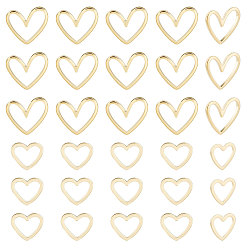 Настоящее золото 14K 40шт 2 латунные соединительные кольца, сердце, реальный 14 k позолоченный, 8.5~11x10~13x0.5~1 мм, внутренний диаметр: 4~5x7.5~11 мм, 20 шт / стиль