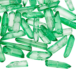 Бледно-Зеленый 1 нити из натурального кварцевого хрусталя бусины нити, окрашенные, самородки, бледно-зеленый, 15~30x4~8x4~7 мм, отверстие : 1 мм, 8 дюйм