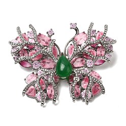 Pink Булавки из смолы в виде бабочек, броши из сплава страз для одежды, платина, розовые, 50x62.5 мм