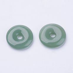 Aventurine Natural Green Aventurine Pendants, Donut/Pi Disc, Donut Width: 11~12mm, 28~30x5~6mm, Hole: 6mm