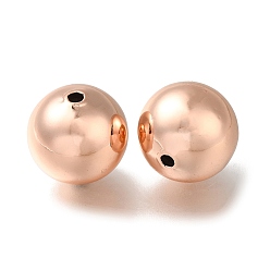 Розовое Золото Стойки обшивки латунные бусины, долговечный, без свинца и без кадмия, круглые, розовое золото , 14 мм, отверстие : 1.8 мм
