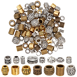 (52) Непрозрачная лаванда 150 шт 15 стили европейские бусины из сплава в тибетском стиле, разноцветные, 3.3~10x2.5~10 мм, отверстие : 1.2~6 мм, 10 шт / стиль