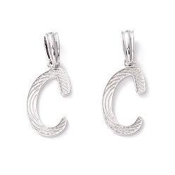 Letter C Подвески с буквами из экологически чистой латуни, настоящее платиновое долговечное покрытие, без кадмия и без свинца, letter.c, 19x10x1.4 мм, отверстие : 6.5x3.3 мм