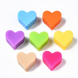 Mixed Color Food Grade Eco-Friendly Silicone Beads, Chewing Beads For Teethers, DIY Nursing Necklaces Making, Heart, Mixed Color, 13x14x8mm, Hole: 2mm