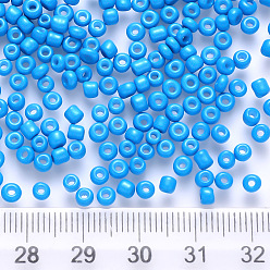Dodger Blue 6/0 Baking Paint Glass Round Seed Beads, Dodger Blue, 4~5x3~4mm, Hole: 1~2mm, about 4500pcs/pound