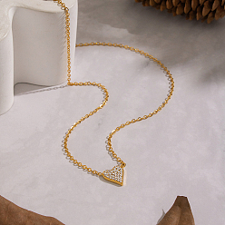 Настоящее золото 18K 304 Подвеска в виде сердца из нержавеющей стали, полностью украшенная кристаллами и стразами, для женщин, реальный 18 k позолоченный, 15.75 дюйм (40 см)