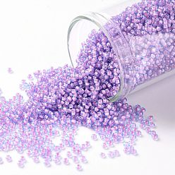 (937) Inside Color Aqua/Bubble Gum Pink Lined TOHO Round Seed Beads, Japanese Seed Beads, (937) Inside Color Aqua/Bubble Gum Pink Lined, 15/0, 1.5mm, Hole: 0.7mm, about 15000pcs/50g