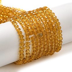 Сэнди Коричневый Прозрачные стеклянные бусины, граненый (32 граней), круглые, песчаный коричневый, 3~3.5 мм, отверстие : 0.6 мм, около 163~166 шт / нитка, 50~51 см