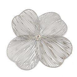 Платина Шапочки и конусы для бусин, латунные, клевер, платина, 34x39x1 мм, отверстие : 0.9 мм