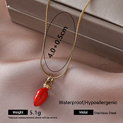 Carrot Collares con colgante de acero inoxidable esmaltado estilo vintage para mujer, dorado, rojo, zanahoria, 304 pulgada (15.75 cm)