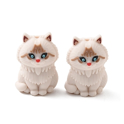 Cordón Viejo Cuentas focales de silicona de grado alimenticio con forma de gato Ragdoll, diy collares de enfermería haciendo, encaje antiguo, 30x20x15 mm, agujero: 2.2 mm