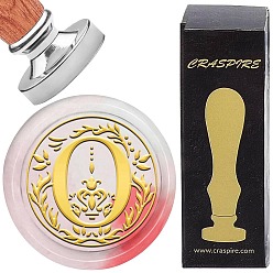 Letter O Наборы штампов для скрапбукинга своими руками, 1поликарбонатная латунная восковая печать с серебряным покрытием и 1поликарбонатной деревянной ручкой, Письмо O, штамп: 25x15 мм