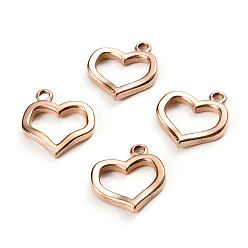 Rose Gold Ion Plating(IP) 304 Stainless Steel Toggle Clasps Parts, Heart, Rose Gold, 20x18x3mm, Hole: 2mm