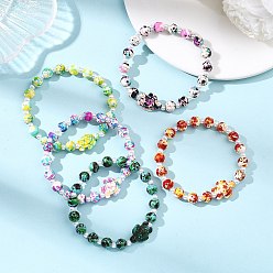 (52) Непрозрачная лаванда Браслеты из окрашенной синтетической бирюзы и бусин из АБС-пластика, имитирующих жемчуг, эластичные, для женщин, черепаха, разноцветные, внутренний диаметр: 1.97 дюйм (5 см)