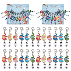 (52) Непрозрачная лаванда Кулон в горошек из сплава эмали со слоном замковые маркеры петель, маркер стежка с застежками из цинкового сплава, разноцветные, 5.8 см, 6 цвет, 2 шт / цвет, 12 шт / комплект