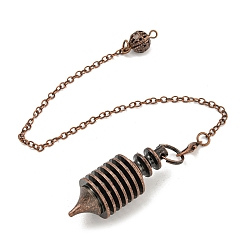 Красная Медь Маятники для биолокации, латунные катушки, покрытие стойки, спиральный маятник, с карабин-лобстерами , конус, Красная медь, 225 мм, отверстие : 1.8 мм