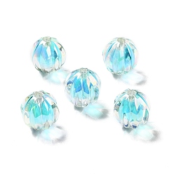 Небесно-голубой Двухцветное УФ-покрытие радужных переливающихся акриловых бусин, тыква, голубой, 15.5x14.5~15 мм, отверстие : 2.7~2.8 мм