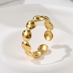 Настоящее золото 18K Круглые 304 открытые манжетные кольца из нержавеющей стали, реальный 18 k позолоченный, 5.5 мм, регулируемый