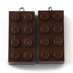 Кокосово-Коричневый Непрозрачные акриловые подвески, с железной платиной петлей, Подвески из длинного прямоугольника, кокосового коричневый, 36x16x11.5 мм, отверстие : 1.5 мм