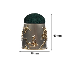 Platinum Retro Flower Zine Alloy Needle Pins Wrist Velvet Cushions, for Sewing Quilting Accessories, Green, Platinum, 40x30mm