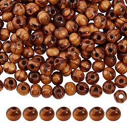 Цвет Древесины 360бусины из натурального дерева шт., окрашенные, круглые, без свинца, деревесиные, 6x5 мм, отверстие : 2 мм