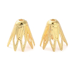 Настоящее золото 18K Латунь цветок шарик крышки, долговечный, без свинца и без кадмия, реальный 18 k позолоченный, 9.5x9x9 мм, отверстие : 1.2 мм