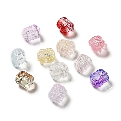 Mixed Color Spray Painted Transparent Glass Beads, Drum, Mixed Color, 12x10mm, Hole: 1mm
