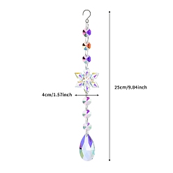 Teardrop Снежинки из граненого стекла ловцы солнца, металлические подвесные украшения платинового тона, слеза, 250x40 мм