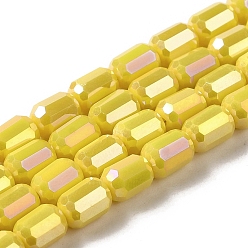 Золотистый Стеклянные бусины с гальваническим покрытием , граненые, AB цвет, колонка, золотые, 4x5~6 мм, отверстие : 1 мм, около 80 шт / нитка, 40~48 см