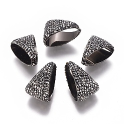 Черный Цвет Металла Подвеска из горного хрусталя из полимерной глины, с латунной фурнитурой , металлический черный , металлический черный , 26~26.5x17.5~18x16.5~17.5 мм, отверстие: 1.4 мм, внутренний диметр: 23x11.5~12 мм