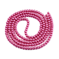 Medium Violet Red Baking Painted Pearlized Glass Pearl Round Bead Strands, Medium Violet Red, 4~5mm, Hole: 1mm, about 210pcs/strand, 31.4 inch