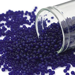 (8DF) Transparent Frost Cobalt TOHO Round Seed Beads, Japanese Seed Beads, (8DF) Transparent Frost Cobalt, 11/0, 2.2mm, Hole: 0.8mm, about 50000pcs/pound