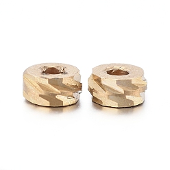 Raw(Unplated) Brass Spacer Beads, Nickel Free, Flat Round, Raw(Unplated), 4x2mm, Hole: 1.4mm