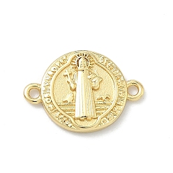 Настоящее золото 18K Латунные плоские круглые религиозные подвески с подвесками в виде святых, долговечный, стойки покрытие, без свинца и без кадмия, реальный 18 k позолоченный, 12x17x2.5 мм, отверстие : 1.2 мм