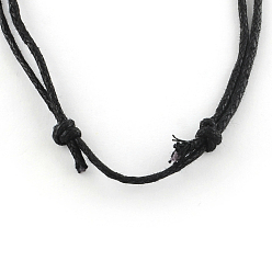 Black Waxed Cotton Cord Necklace Making, Adjustable Length, Black, 18.9 inch~38.5 inch
