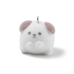 Собака Кулоны из флокированной смолы, с железной платиной петлей, собака, 24x23.5x24 мм, отверстие : 2 мм