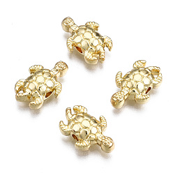 Light Gold Rack Plating Alloy Beads, Cadmium Free & Lead Free, Tortoise, Light Gold, 13x9x4mm, Hole: 1.6mm