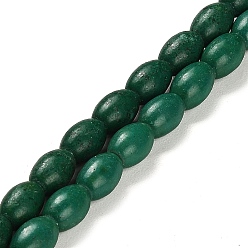 Dark Green Synthetic Turquoise Beads Strands, Oval, Dyed, Dark Green, 8.5x6mm, Hole: 1mm, about 44~47pcs/strand, 14.69~15.75 inch(37.3~40cm)