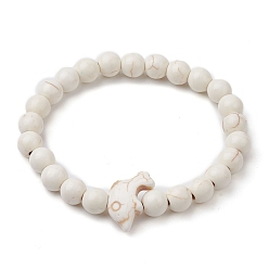 Синтетическая Бирюза Бусины-дельфины из синтетической бирюзы и эластичные браслеты из синтетических бирюзовых бусин, 1/4 дюйм (0.8 см), внутренний диаметр: 2-1/4 дюйм (5.8 см)