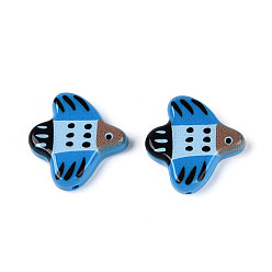 Королевский синий Печатные непрозрачные бусины из смолы, птица, королевский синий, 22~25x21.5~24.5x5~6 мм, отверстие : 1.2~1.4 мм